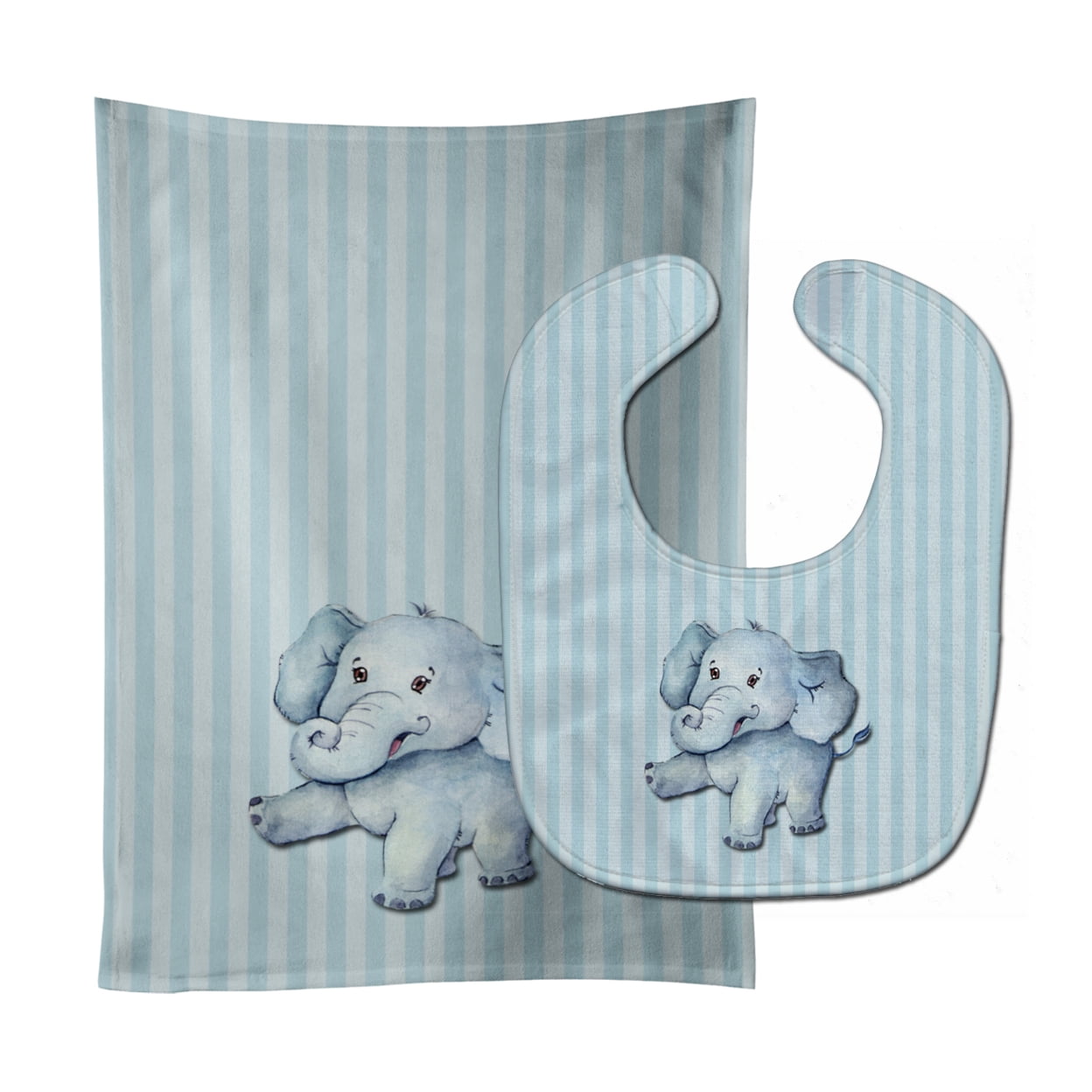 Bb7145stbu Elephant Baby Bib & Burp Cloth