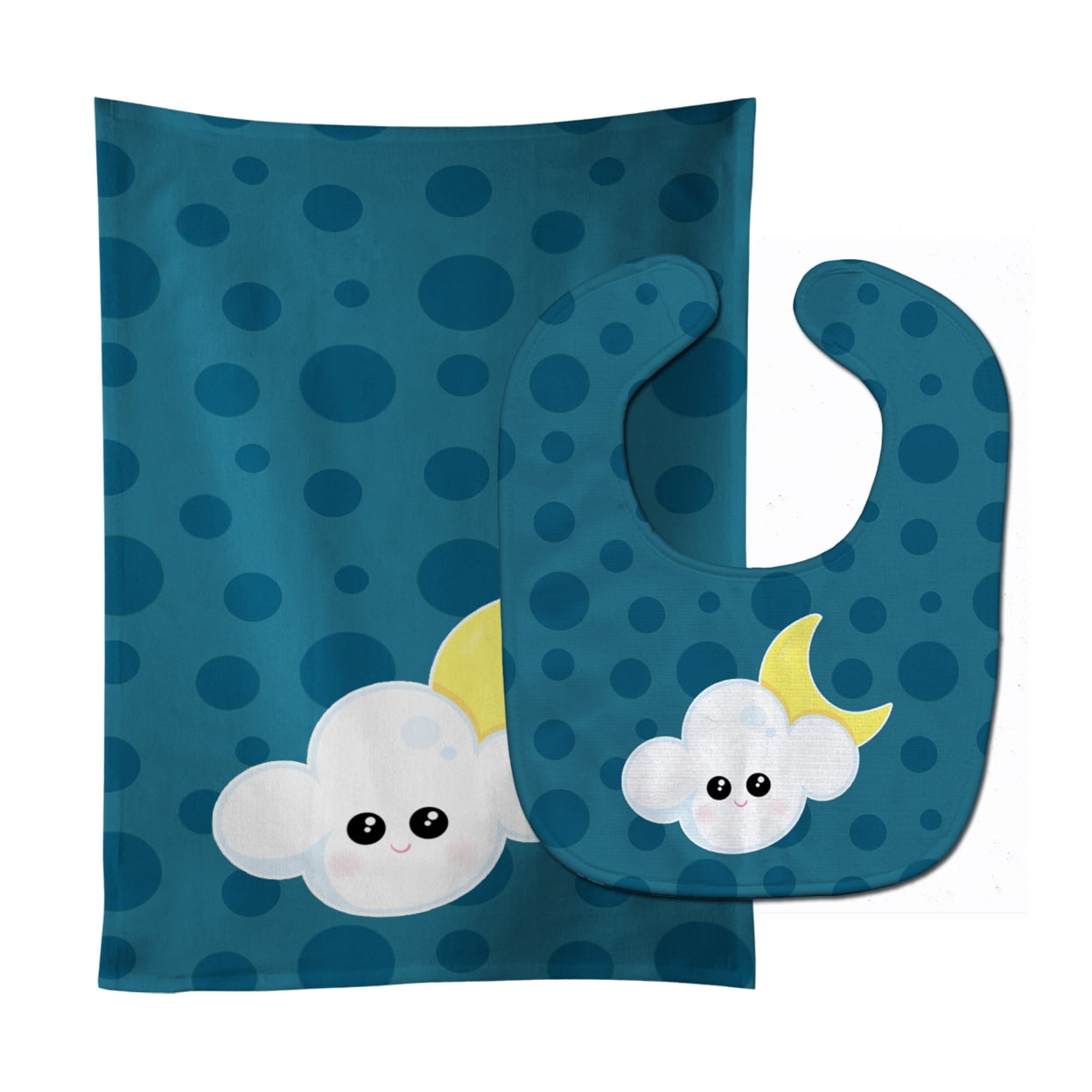 Bb7154stbu Weather Cloudy Moon Face Baby Bib & Burp Cloth