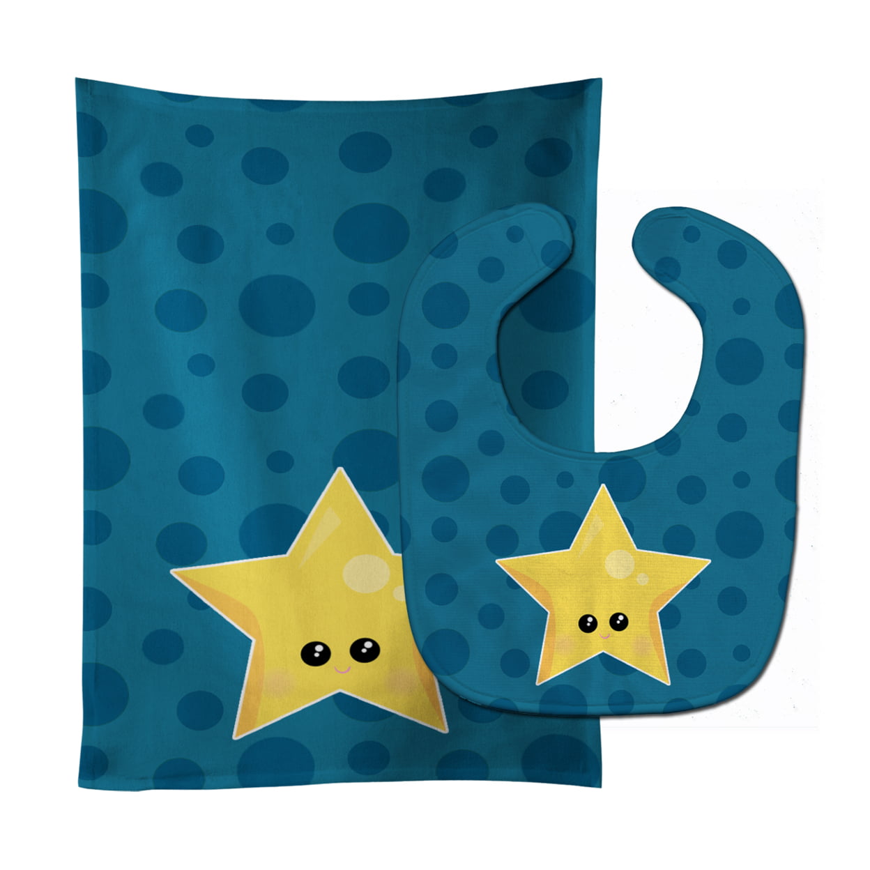 Bb7159stbu Weather Night Star Face Baby Bib & Burp Cloth