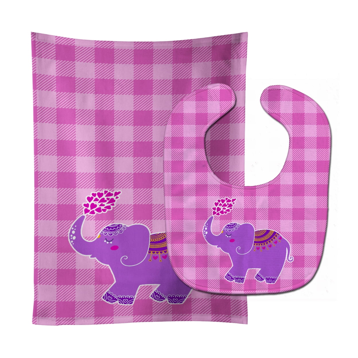 Bb7161stbu Purple Elephant Baby Bib & Burp Cloth