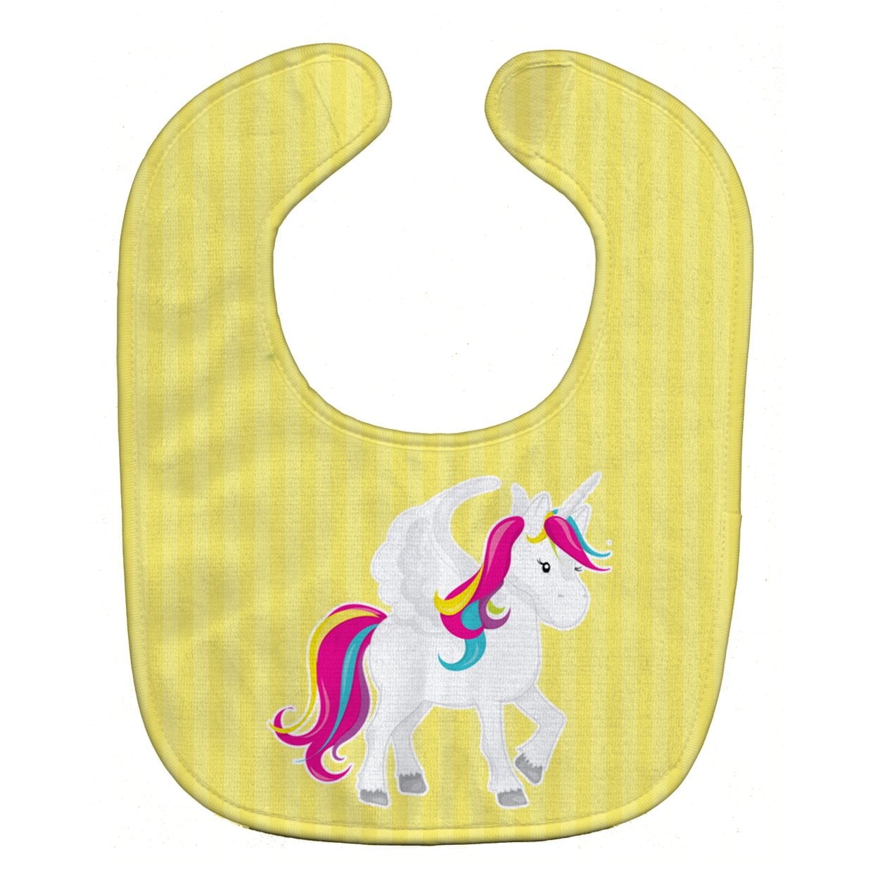 Unicorn Yellow Stripes Baby Bib