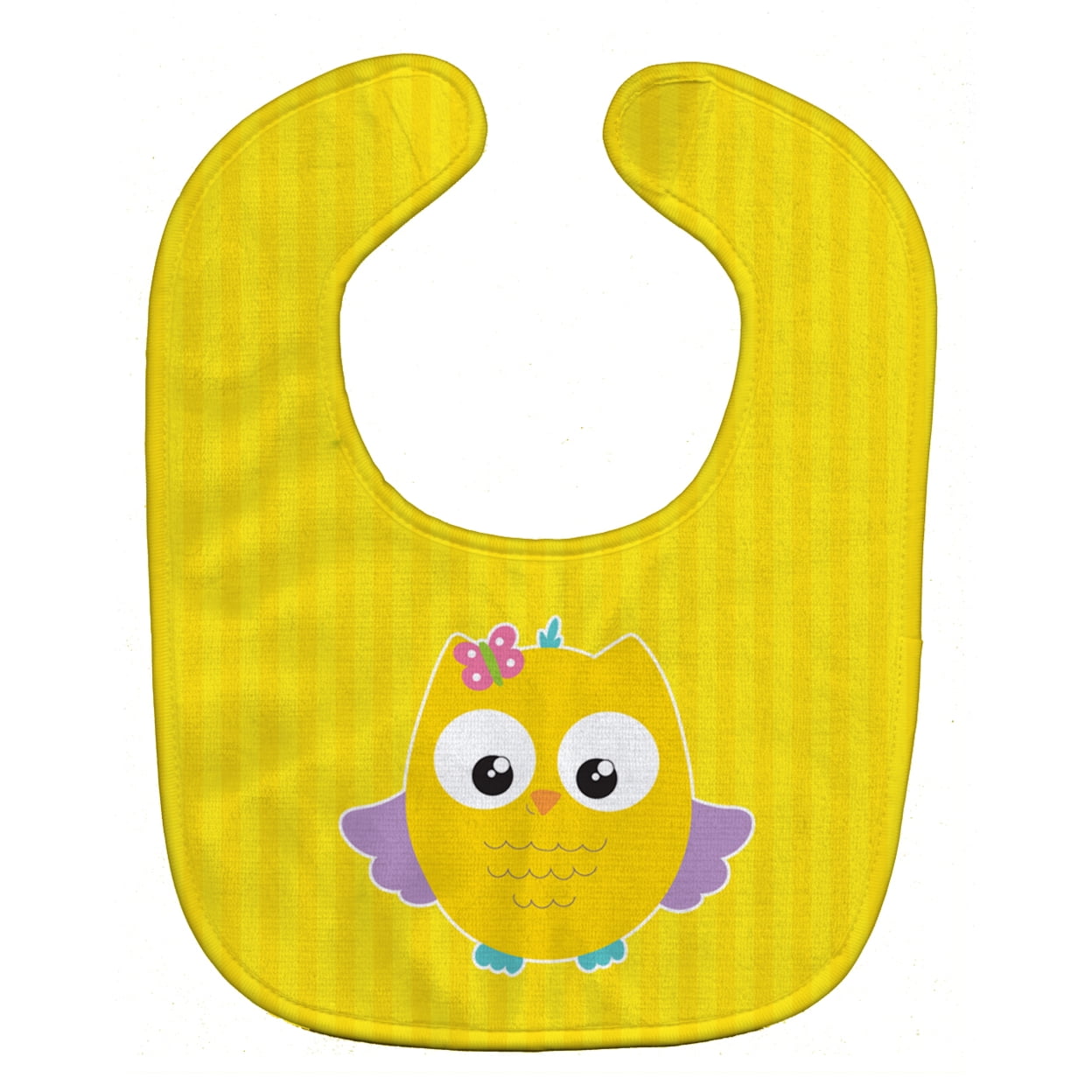BB9115BIB Owl & Yellow Stripes Baby Bib
