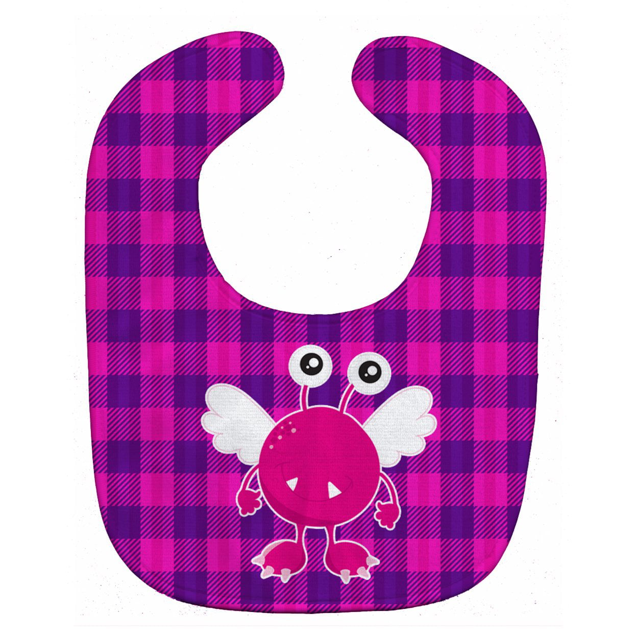 BB9118BIB Monster Angel on Plaid Baby Bib