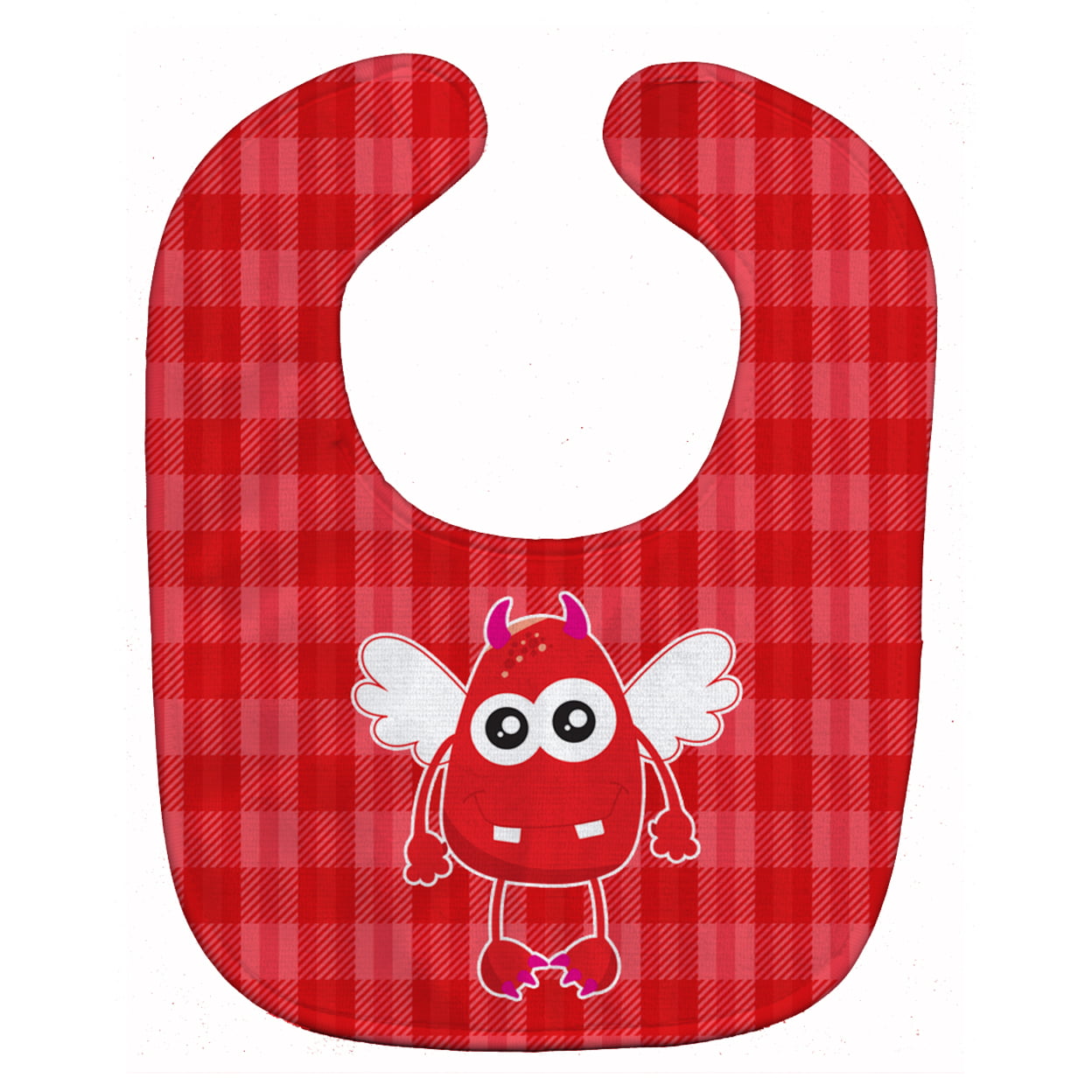 Cupid Monster Angel on Plaid Baby Bib