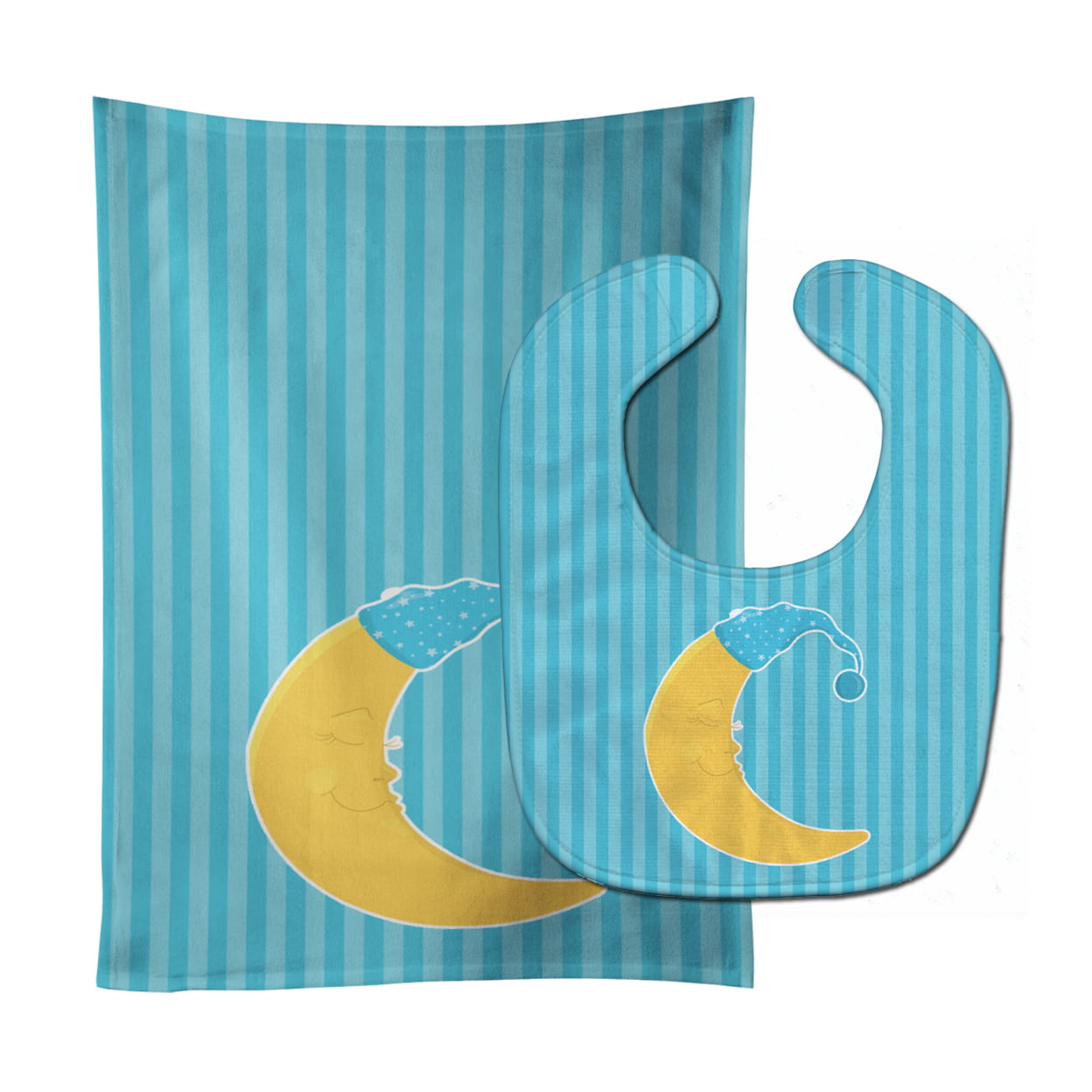 BB8622STBU Baby Boy Moon Baby Bib & Burp Cloth