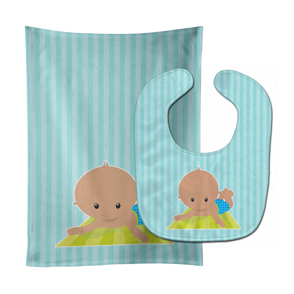BB8654STBU Beach Baby Boy on Mat Baby Bib & Burp Cloth