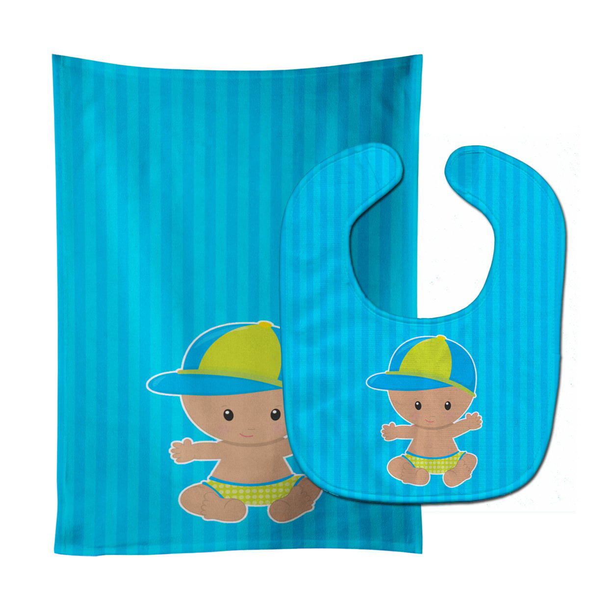 Beach Baby Boy With Hat Baby Bib & Burp Cloth