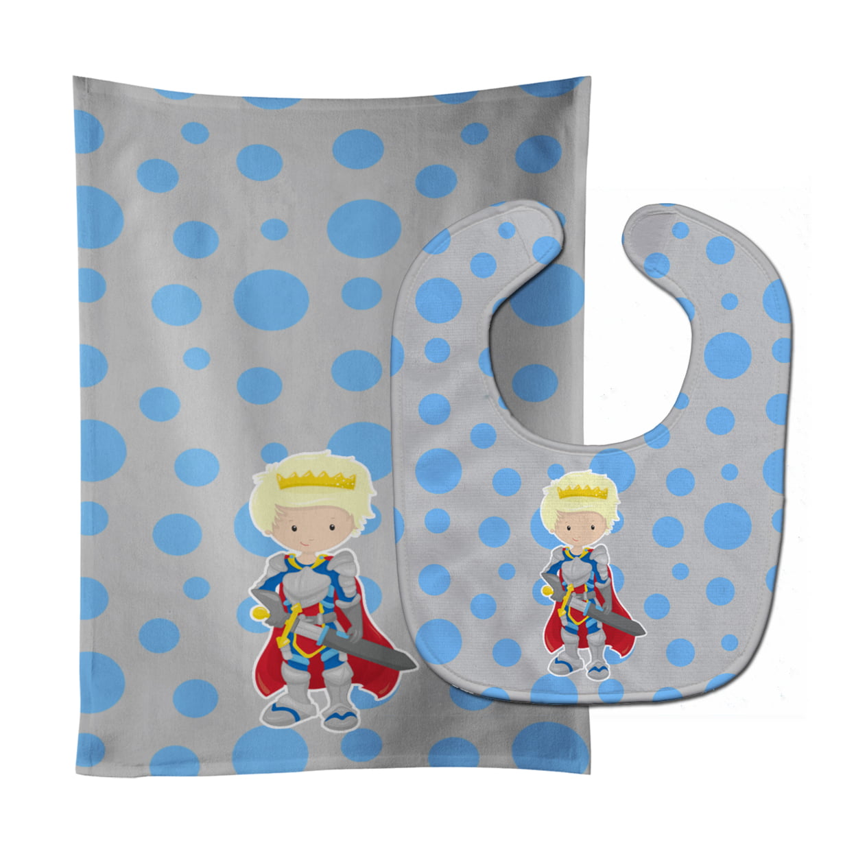 BB8742STBU Blonde Boy Knight Baby Bib & Burp Cloth