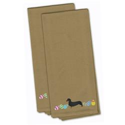 Ck1631tntwe Dachshund Easter Tan Embroidered Kitchen Towel - Set Of 2
