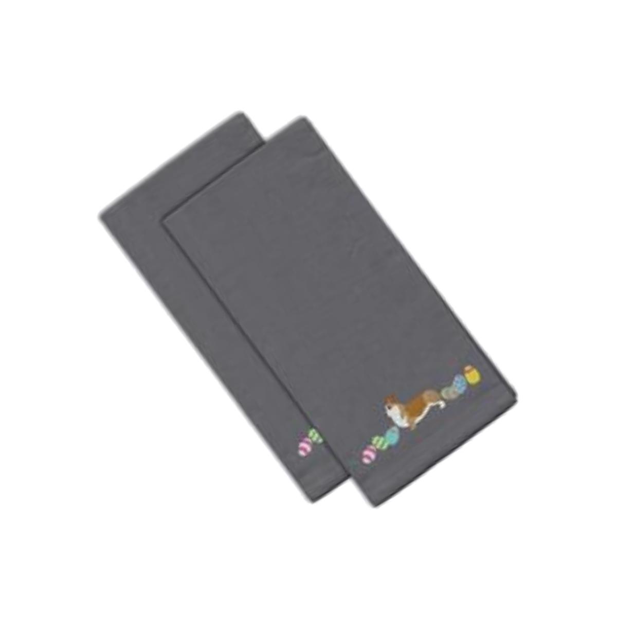 Picture of Carolines Treasures CK1629GYTWE Corgi Easter Gray Embroidered Kitchen Towel - Set of 2
