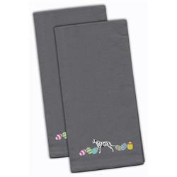 Ck1632gytwe Dalmatian Easter Gray Embroidered Kitchen Towel - Set Of 2