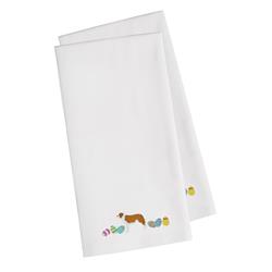 Ck1680whtwe Saint Bernard Easter White Embroidered Kitchen Towel - Set Of 2