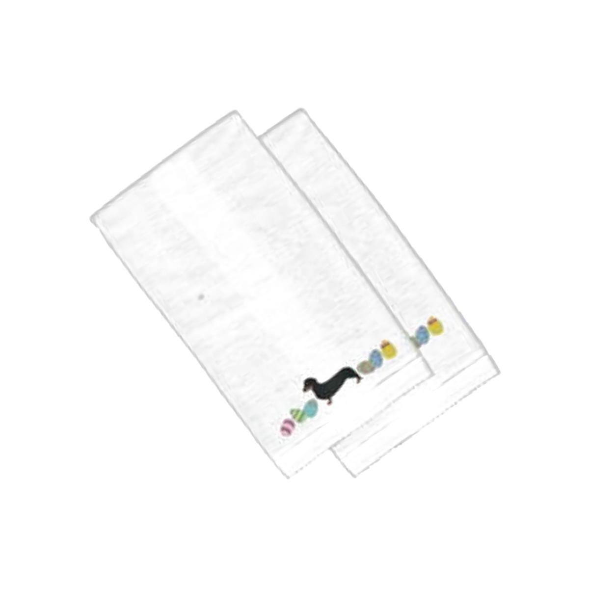 Picture of Carolines Treasures CK1631KTEMB Dachshund Easter White Embroidered Plush Hand Towel - Set of 2