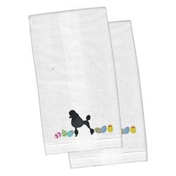 Ck1671ktemb Poodle Easter White Embroidered Plush Hand Towel - Set Of 2