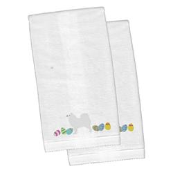 Ck1681ktemb Samoyed Easter White Embroidered Plush Hand Towel - Set Of 2