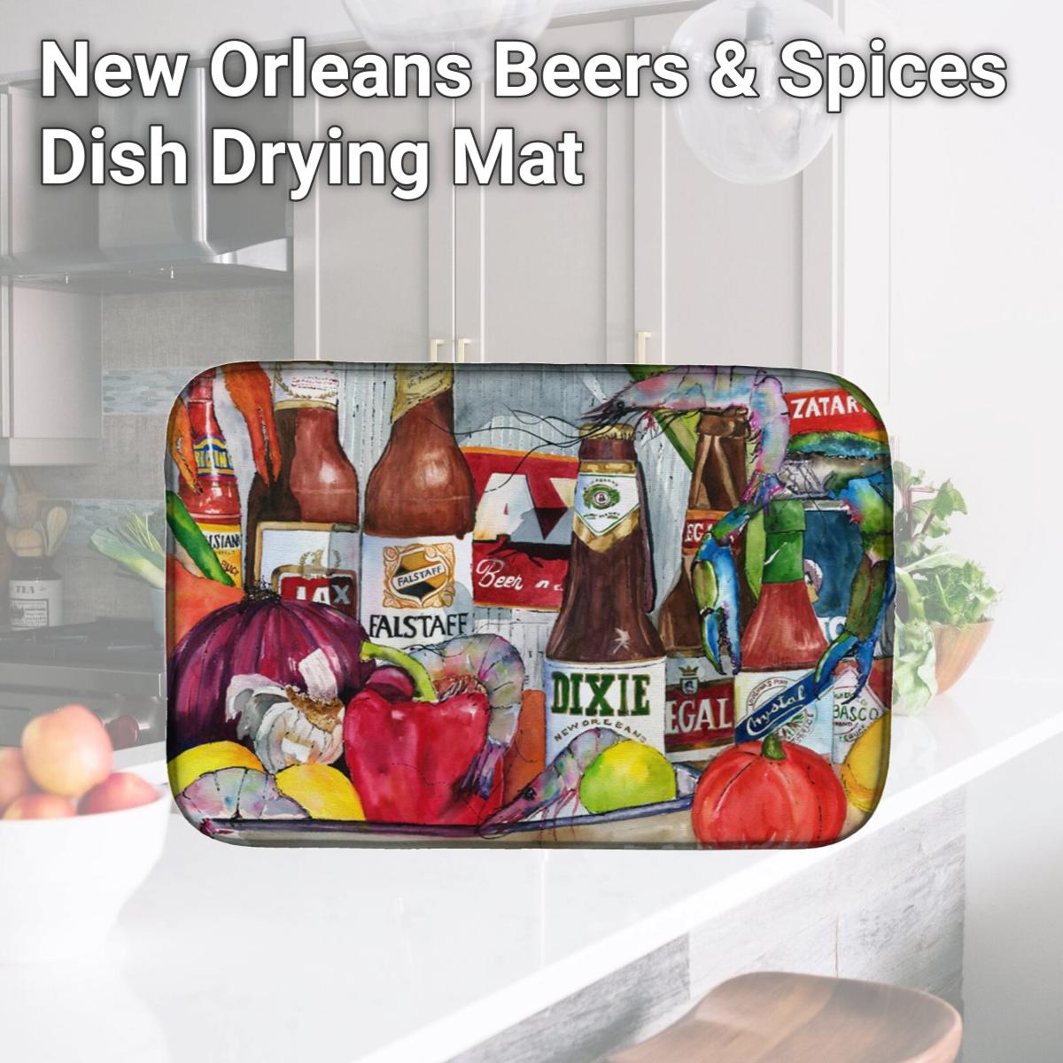 Picture of Carolines Treasures 1017DDM New Orleans Beers & Spices Dish Drying Mat