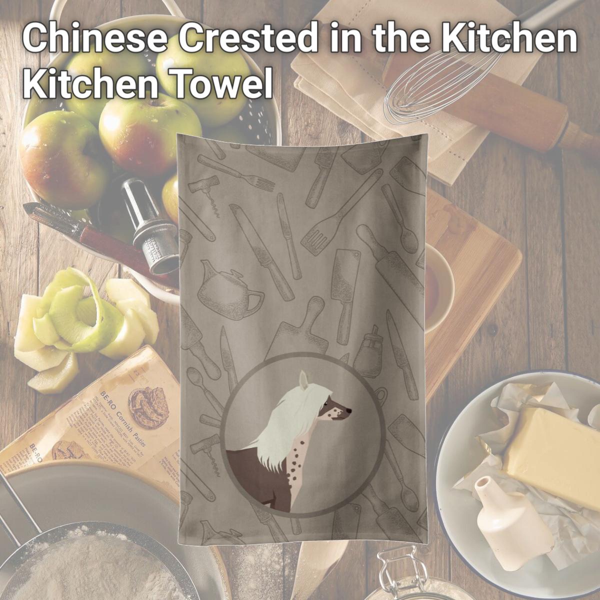 Picture of Carolines Treasures CK2178KTWL Chinese Crested in the Kitchen Kitchen Towel