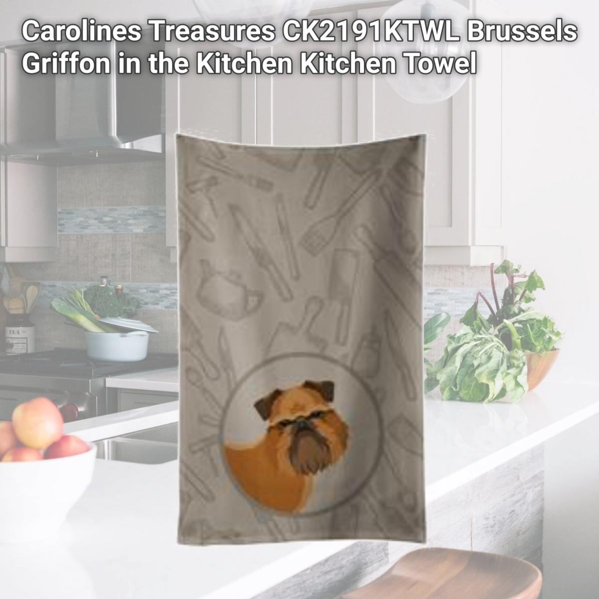 Picture of Carolines Treasures CK2191KTWL Brussels Griffon in the Kitchen Kitchen Towel