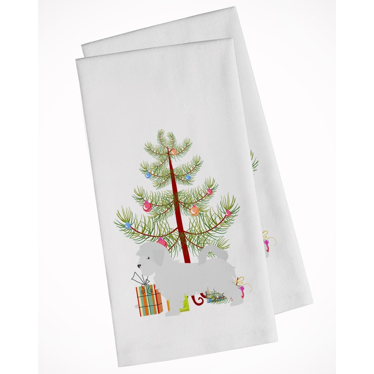 Bb2954wtkt Maltese Merry Christmas Tree White Kitchen Towel - Set Of 2