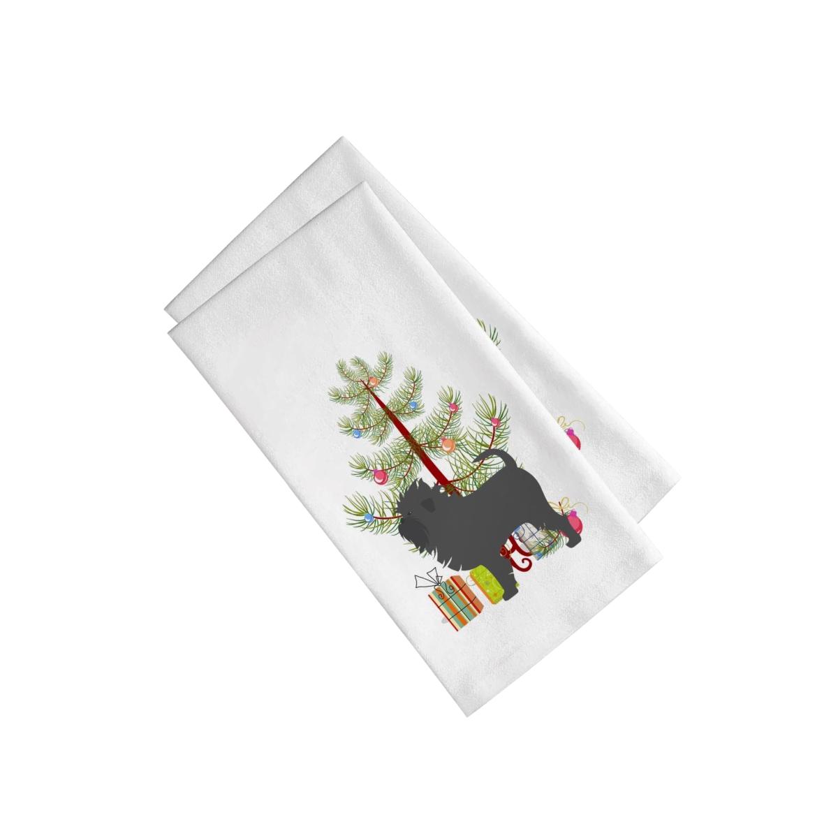 Picture of Carolines Treasures BB2966WTKT Affenpinscher Merry Christmas Tree White Kitchen Towel - Set of 2