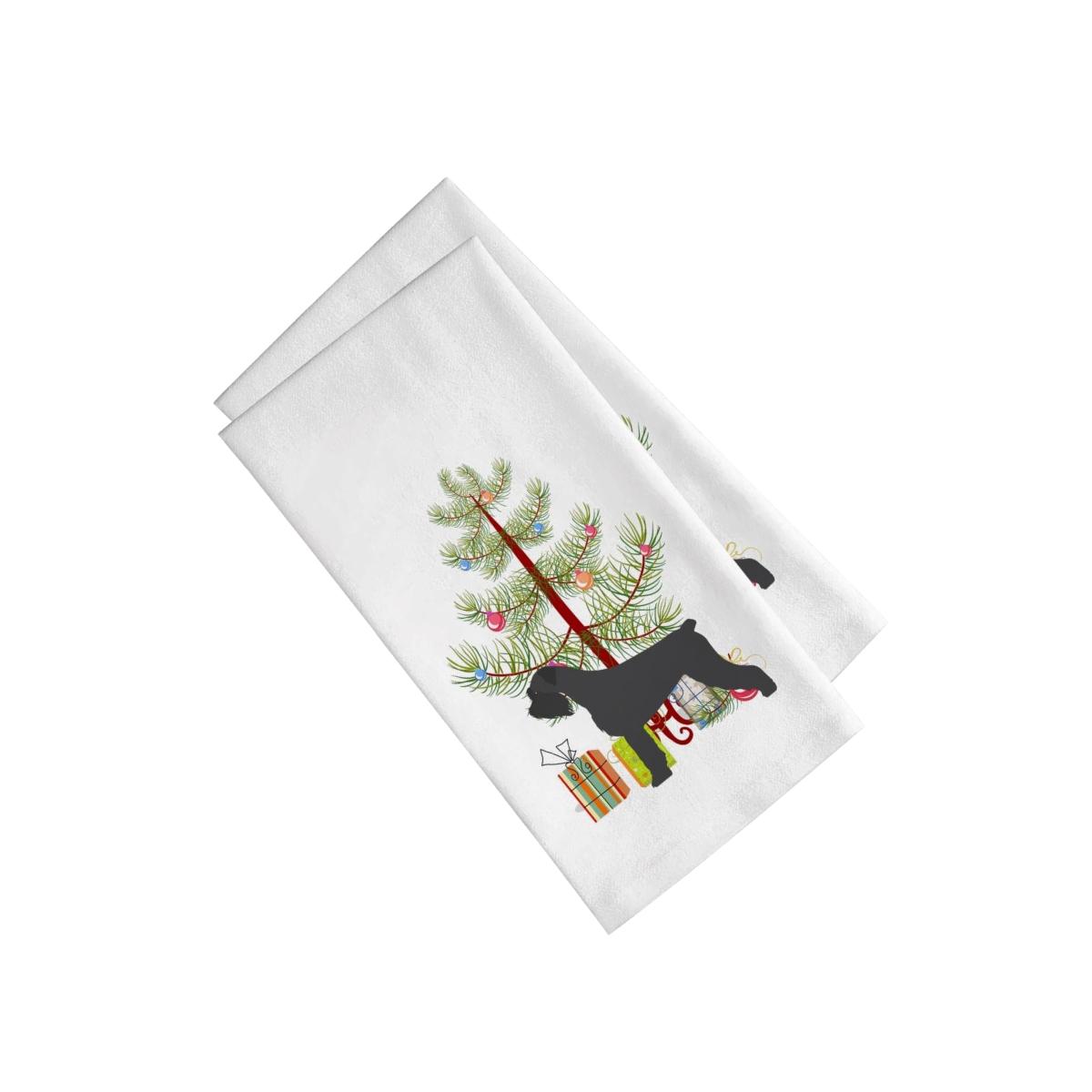 Picture of Carolines Treasures BB2991WTKT Giant Schnauzer Merry Christmas Tree White Kitchen Towel - Set of 2