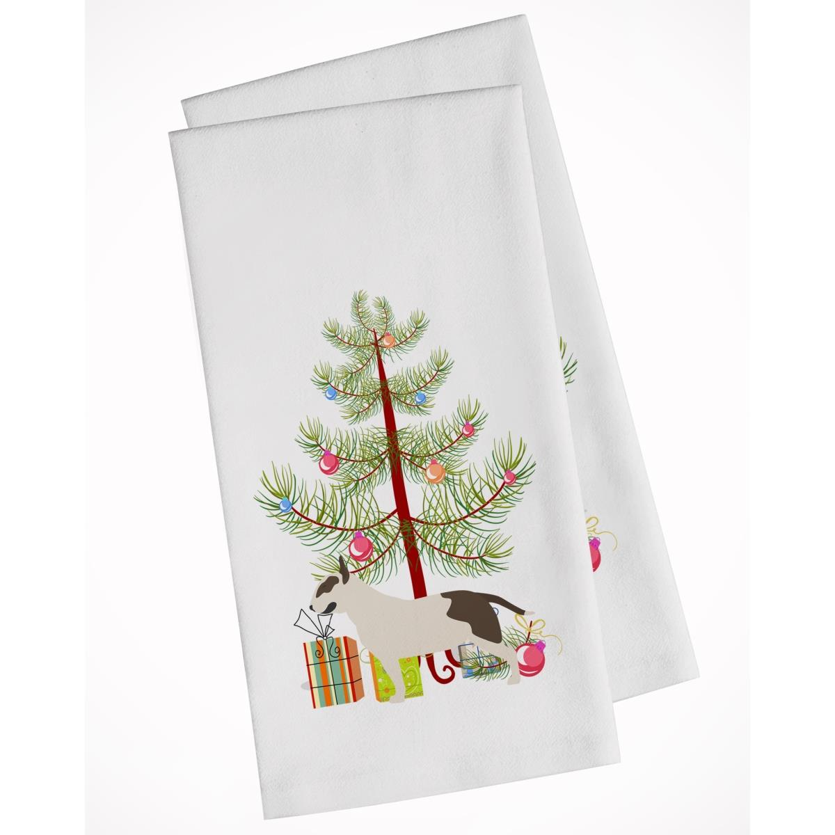 Bb2996wtkt Bull Terrier Merry Christmas Tree White Kitchen Towel - Set Of 2