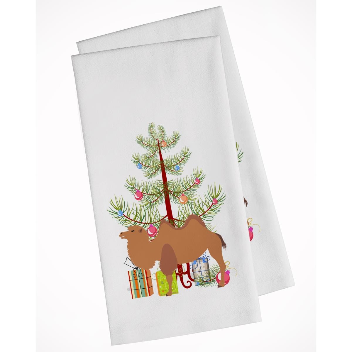 Bb9185wtkt Bactrian Camel Christmas White Kitchen Towel - Set Of 2