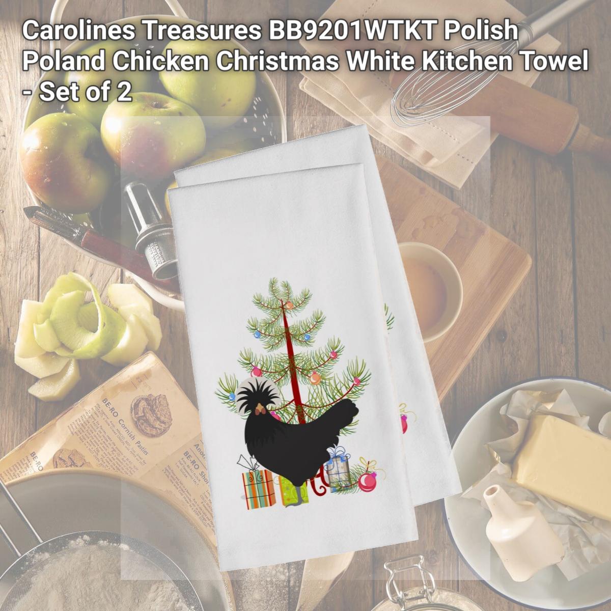 Picture of Carolines Treasures BB9201WTKT Polish Poland Chicken Christmas White Kitchen Towel - Set of 2