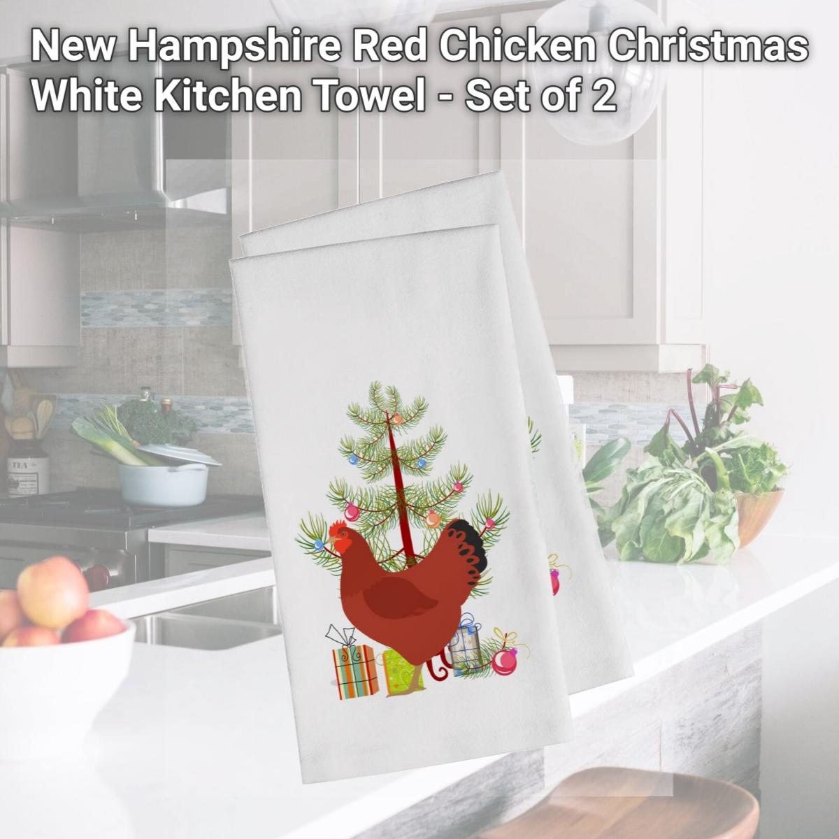 Picture of Carolines Treasures BB9210WTKT New Hampshire Red Chicken Christmas White Kitchen Towel - Set of 2
