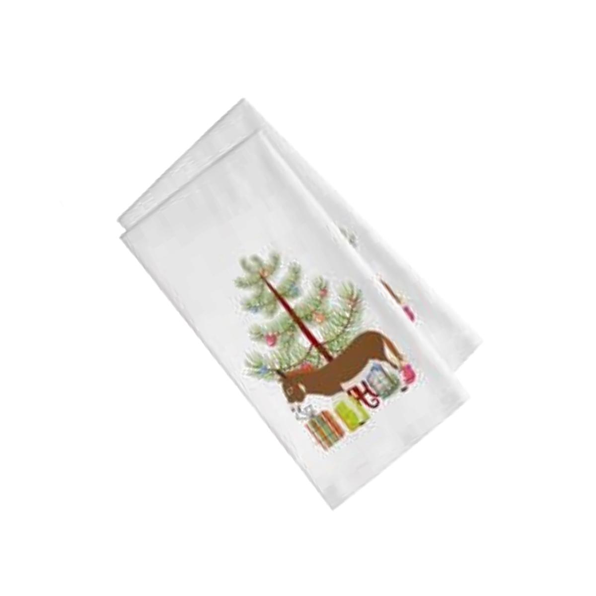 Picture of Carolines Treasures BB9214WTKT Miniature Mediterranian Donkey Christmas White Kitchen Towel - Set of 2