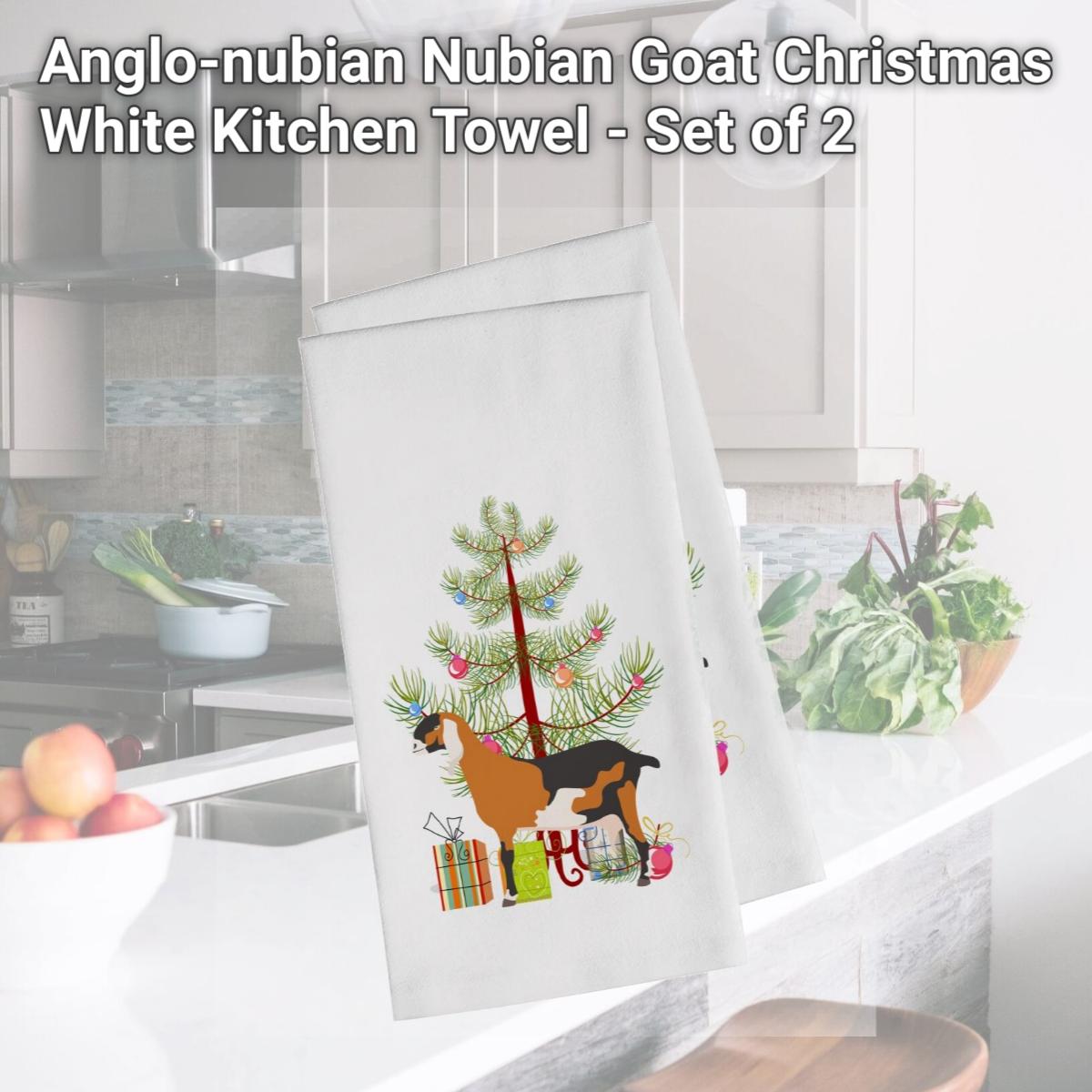 Picture of Carolines Treasures BB9250WTKT Anglo-nubian Nubian Goat Christmas White Kitchen Towel - Set of 2