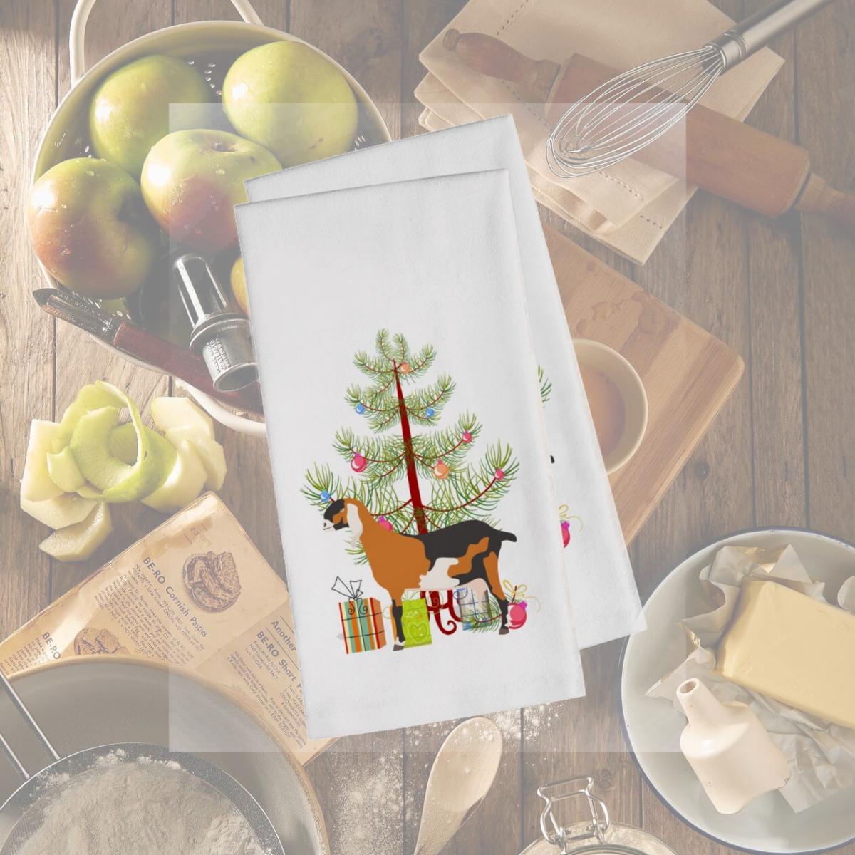 Picture of Carolines Treasures BB9250WTKT Anglo-nubian Nubian Goat Christmas White Kitchen Towel - Set of 2