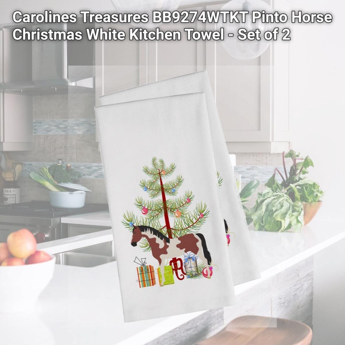 Picture of Carolines Treasures BB9274WTKT Pinto Horse Christmas White Kitchen Towel - Set of 2