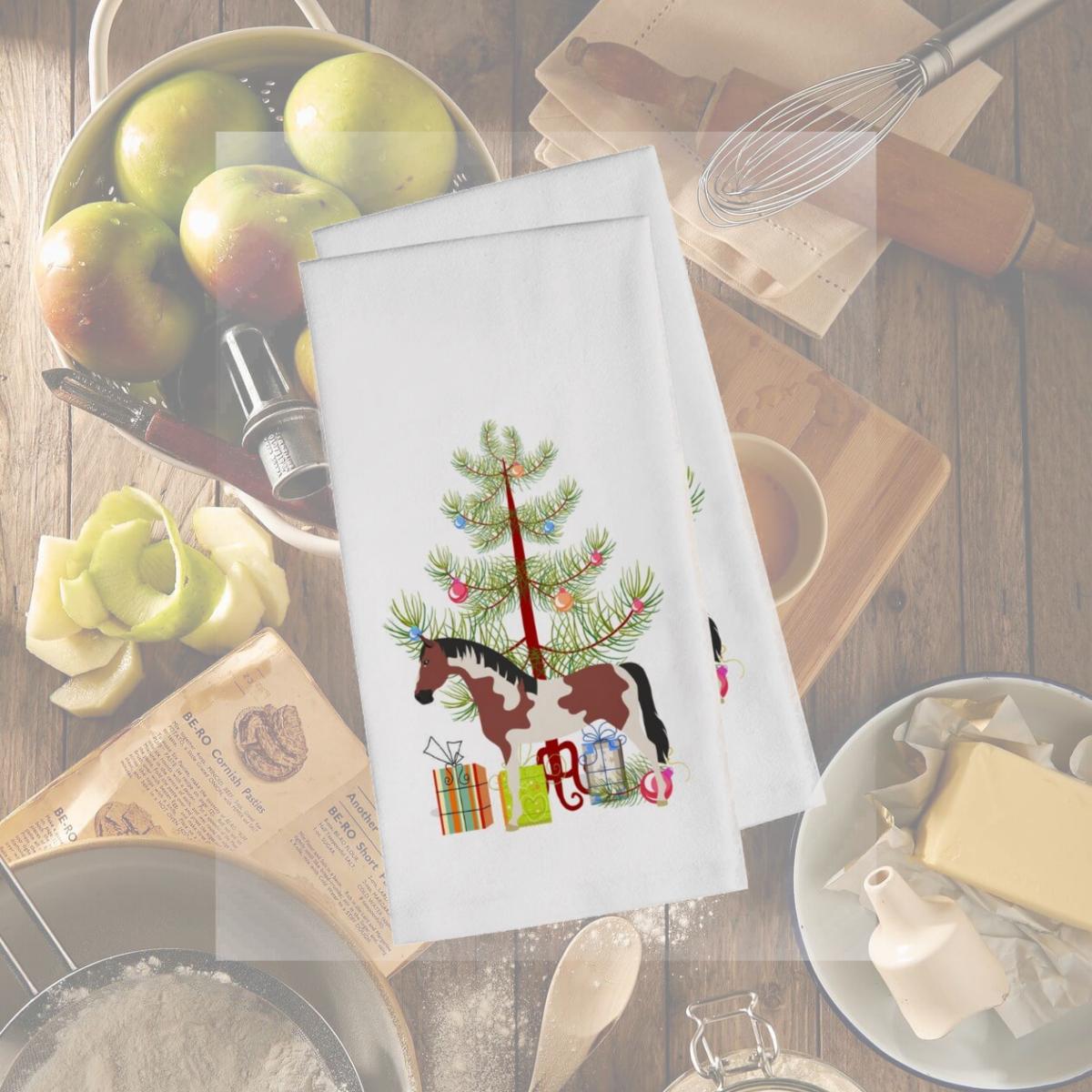 Picture of Carolines Treasures BB9274WTKT Pinto Horse Christmas White Kitchen Towel - Set of 2