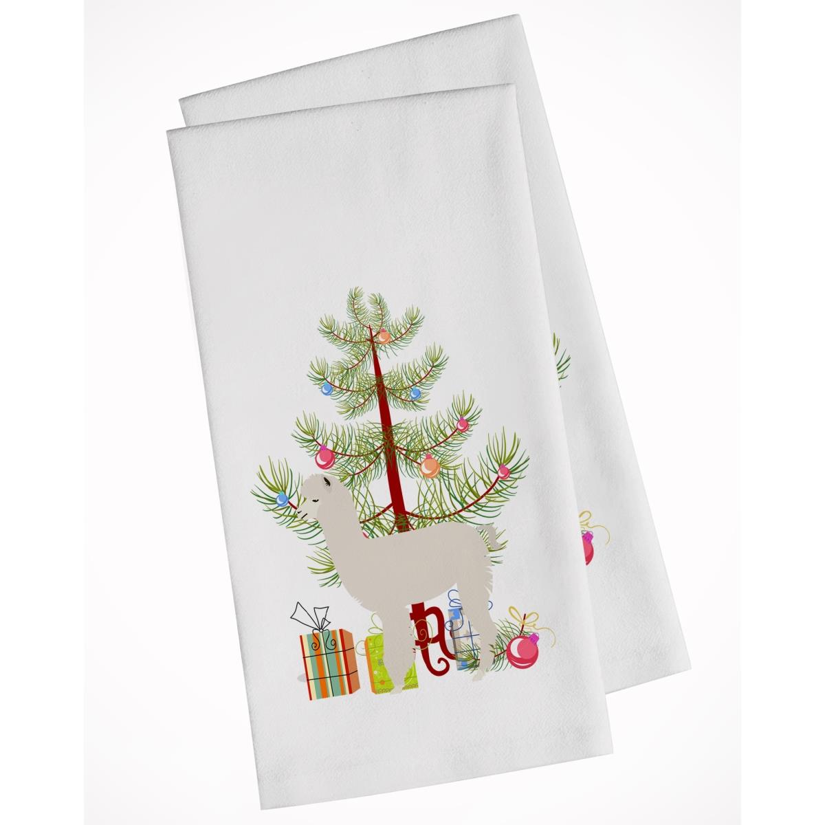 Bb9286wtkt Alpaca Christmas White Kitchen Towel - Set Of 2