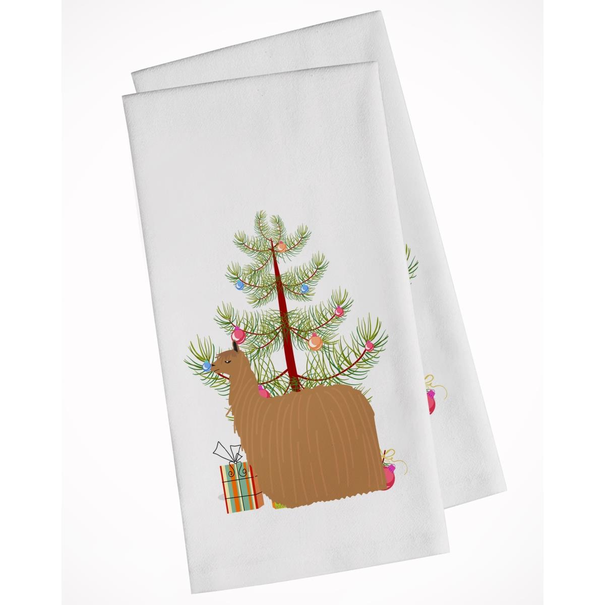 Bb9287wtkt Alpaca Suri Christmas White Kitchen Towel - Set Of 2