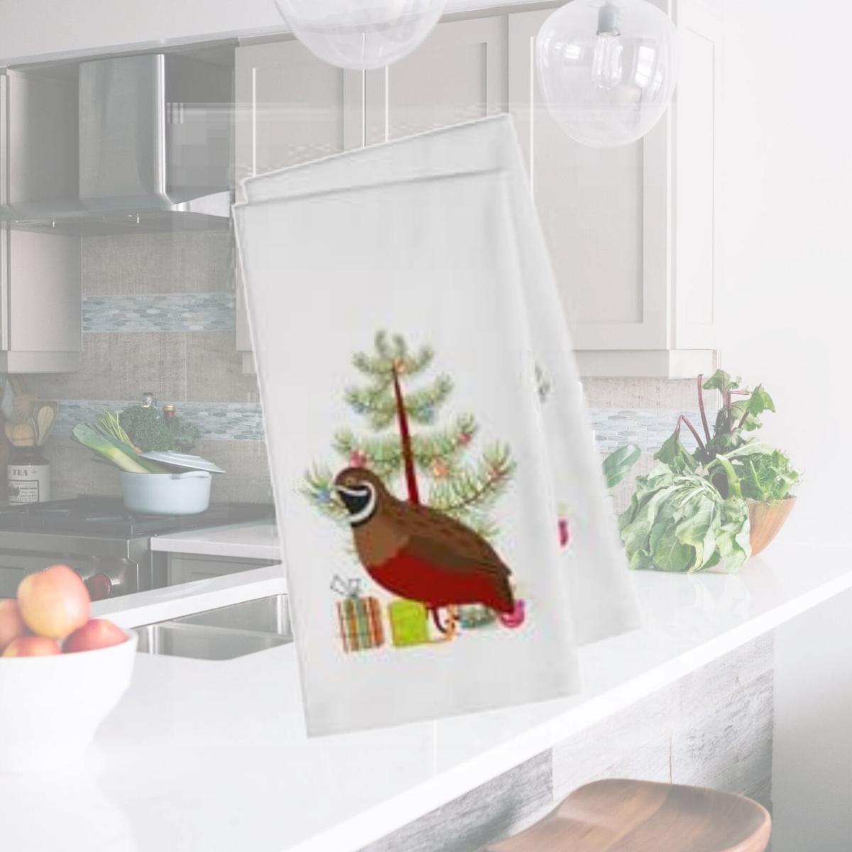 Picture of Carolines Treasures BB9323WTKT Chinese Painted or King Quail Christmas White Kitchen Towel - Set of 2