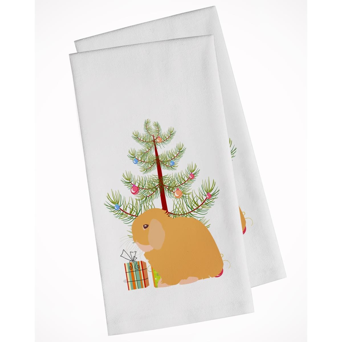 Bb9335wtkt Holland Lop Rabbit Christmas White Kitchen Towel - Set Of 2