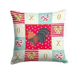 14 x 3 x 14 in. Dutch Bantam Chicken Love Fabric Decorative Pillow