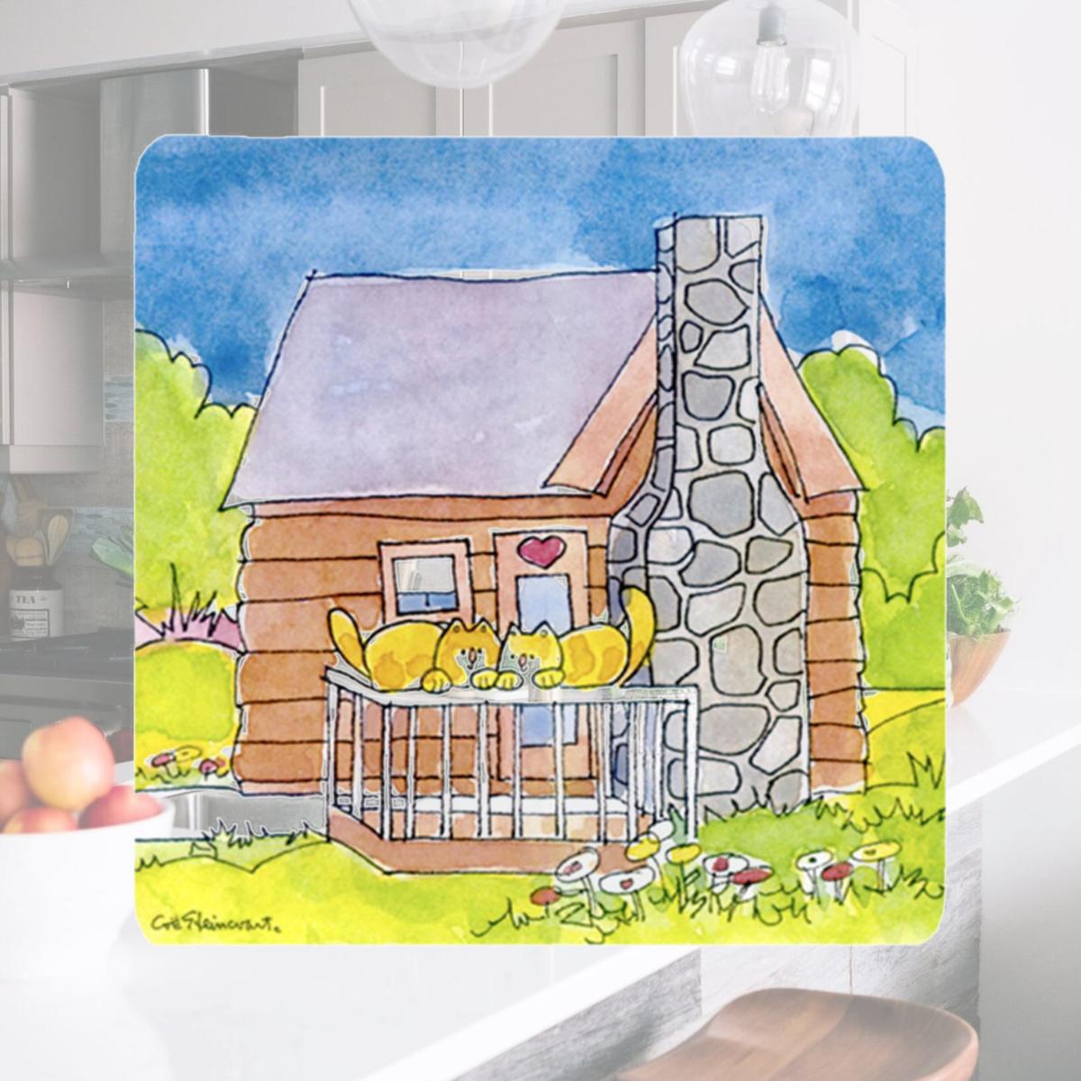 Picture of Carolines Treasures 6104FC Cat Love At The Log Cabin Foam Coasters - Set 4
