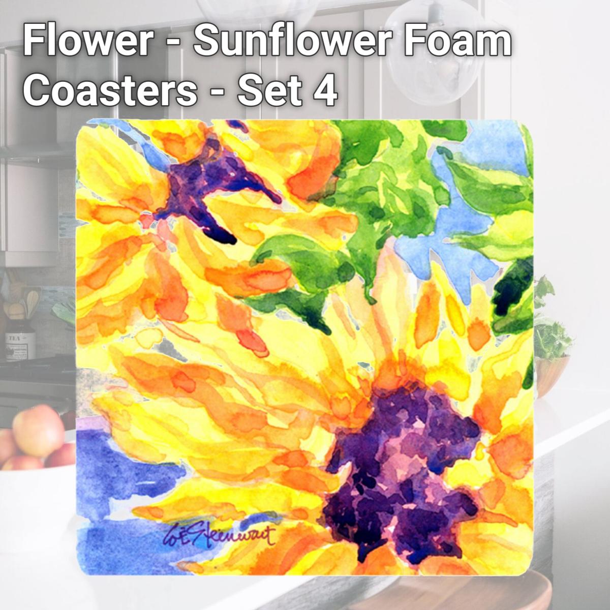 Picture of Carolines Treasures 6132FC Flower - Sunflower Foam Coasters - Set 4