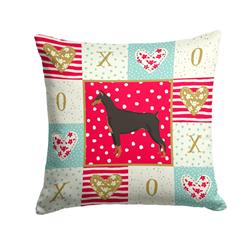 UPC 194030184707 product image for CK5925PW1414 14 x 3 x 14 in. Doberman Pinscher Love Fabric Decorative Pillow | upcitemdb.com