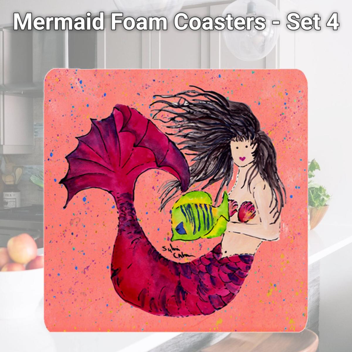 Picture of Carolines Treasures 8338FC Mermaid Foam Coasters - Set 4