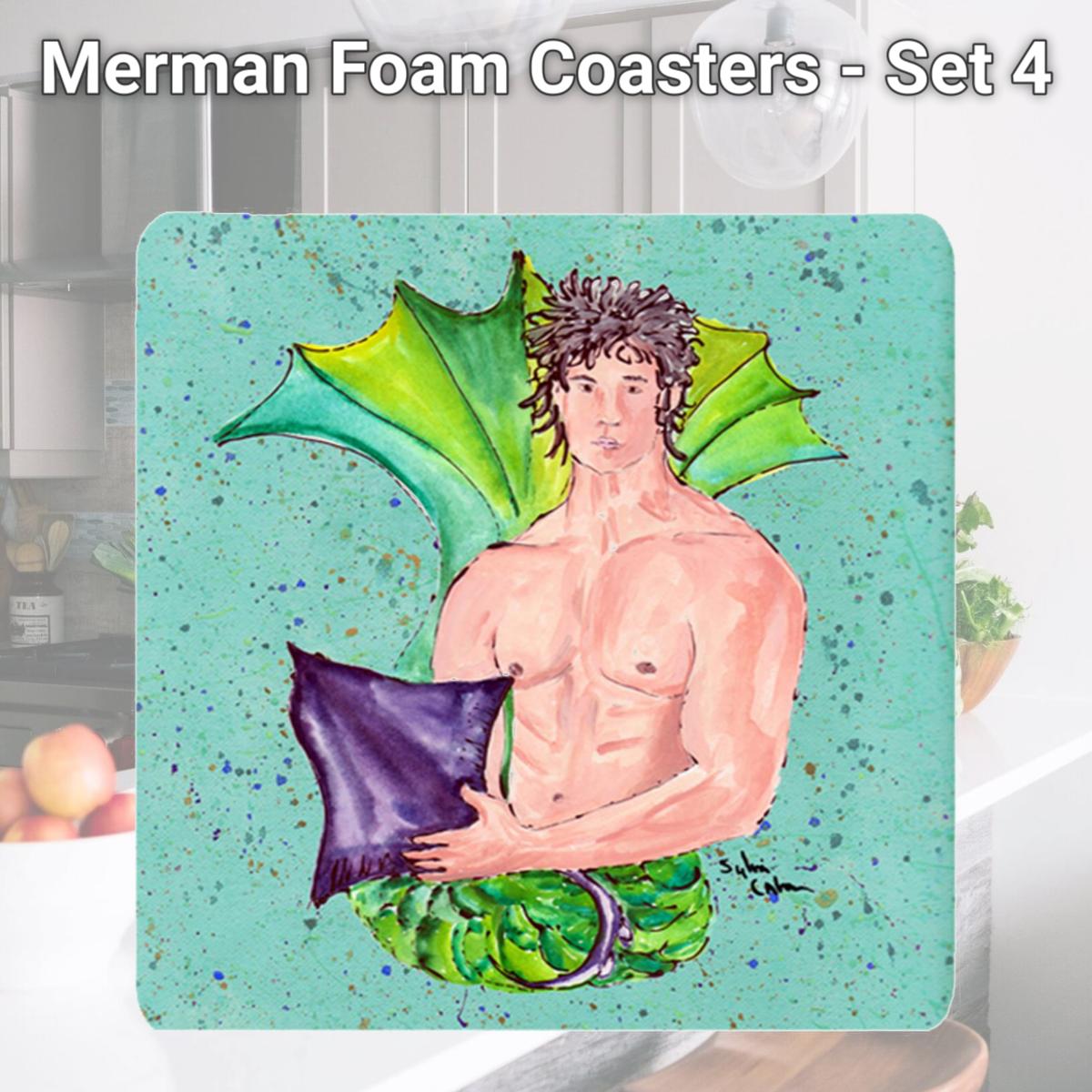 Picture of Carolines Treasures 8345FC Merman Foam Coasters - Set 4
