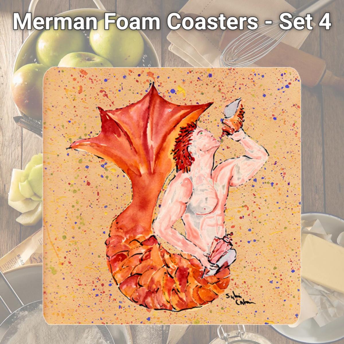Picture of Carolines Treasures 8346FC Merman Foam Coasters - Set 4