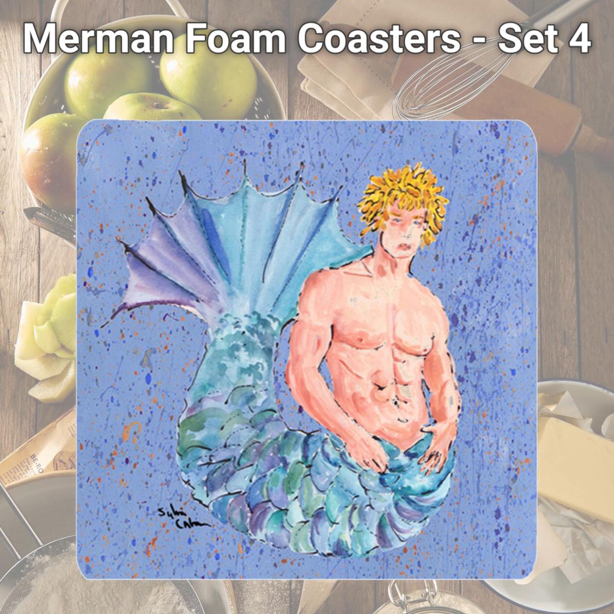 Picture of Carolines Treasures 8347FC Merman Foam Coasters - Set 4