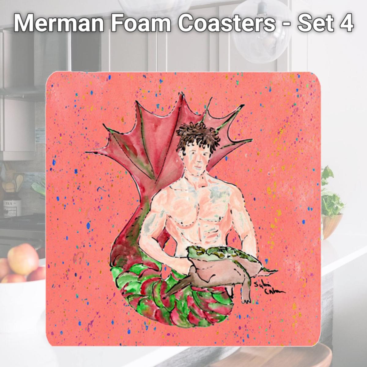 Picture of Carolines Treasures 8348FC Merman Foam Coasters - Set 4