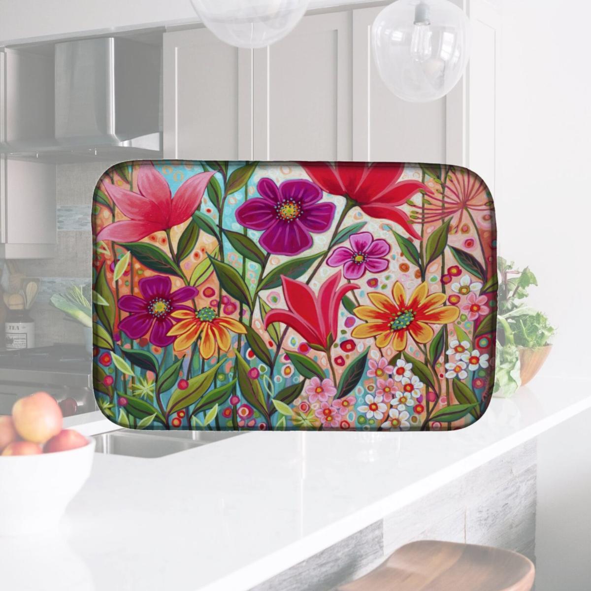 Picture of Carolines Treasures PPD3015DDM 14 x 21 in. Fanciful Flowers Dish Drying Mat