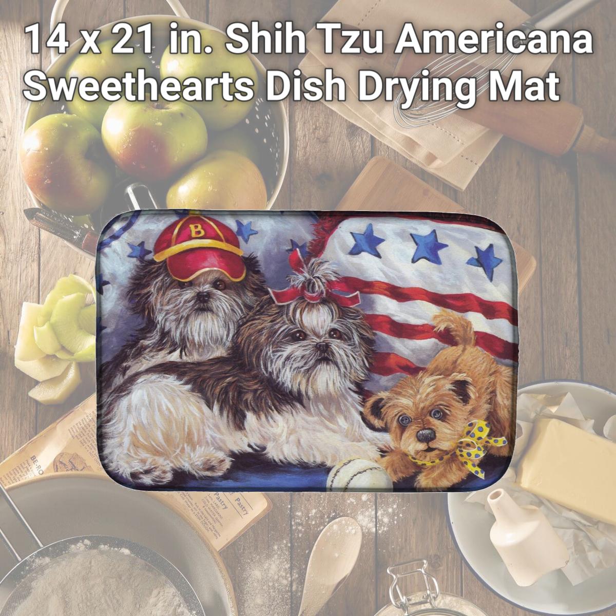 Picture of Carolines Treasures PPP3273DDM 14 x 21 in. Shih Tzu Americana Sweethearts Dish Drying Mat
