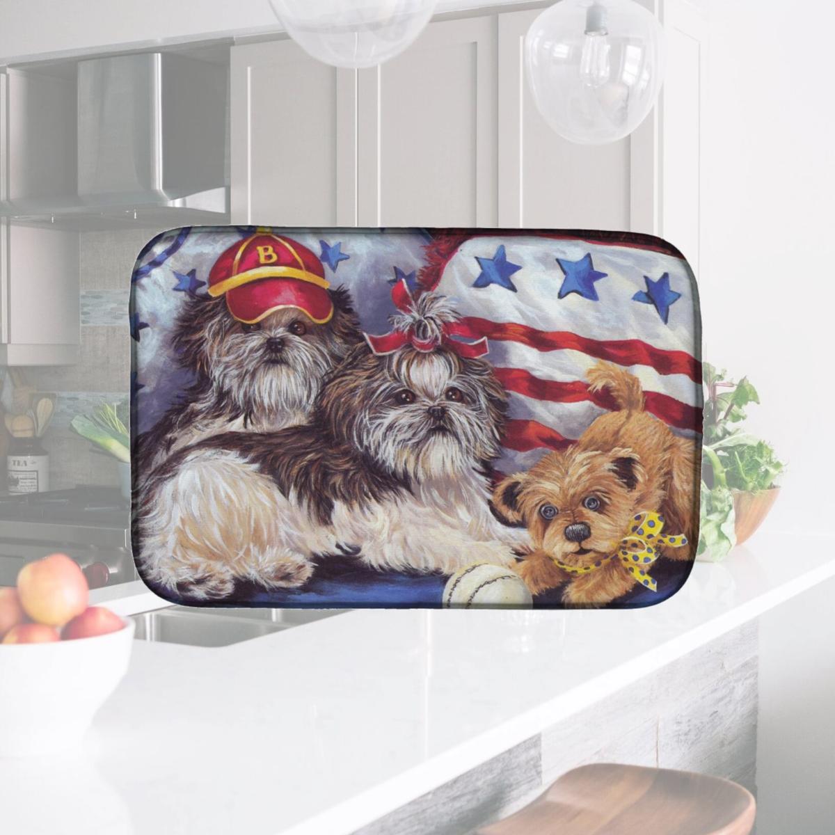 Picture of Carolines Treasures PPP3273DDM 14 x 21 in. Shih Tzu Americana Sweethearts Dish Drying Mat
